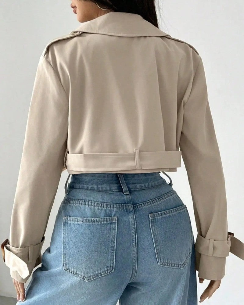 Claudia Cropped Belted Trench Jacket