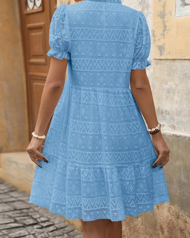 Elena Women's Lace Puff Sleeve Mini Dress
