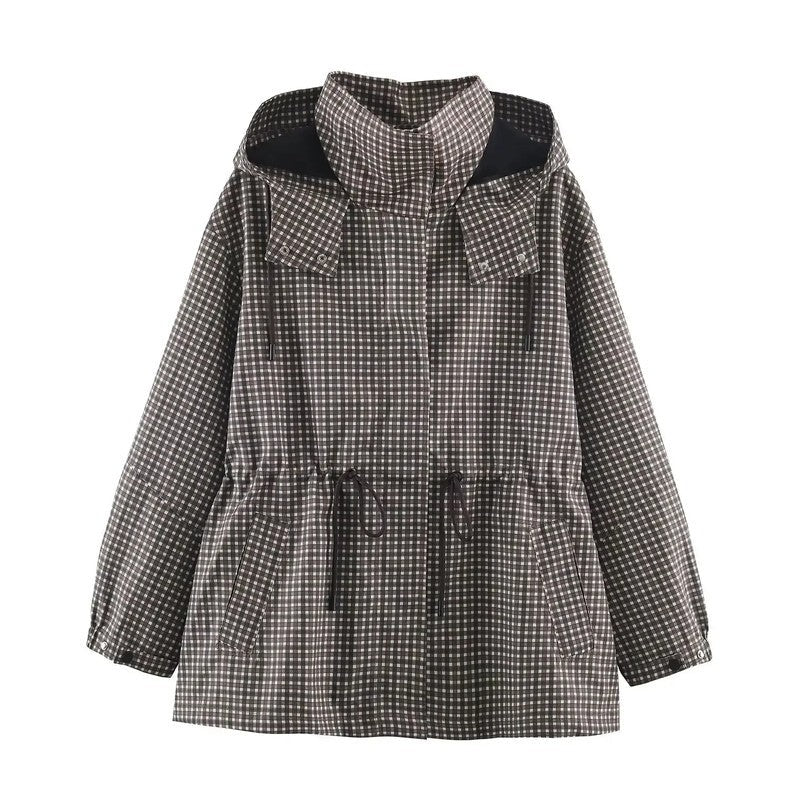 Ivy Gingham Drawstring Hooded Jacket