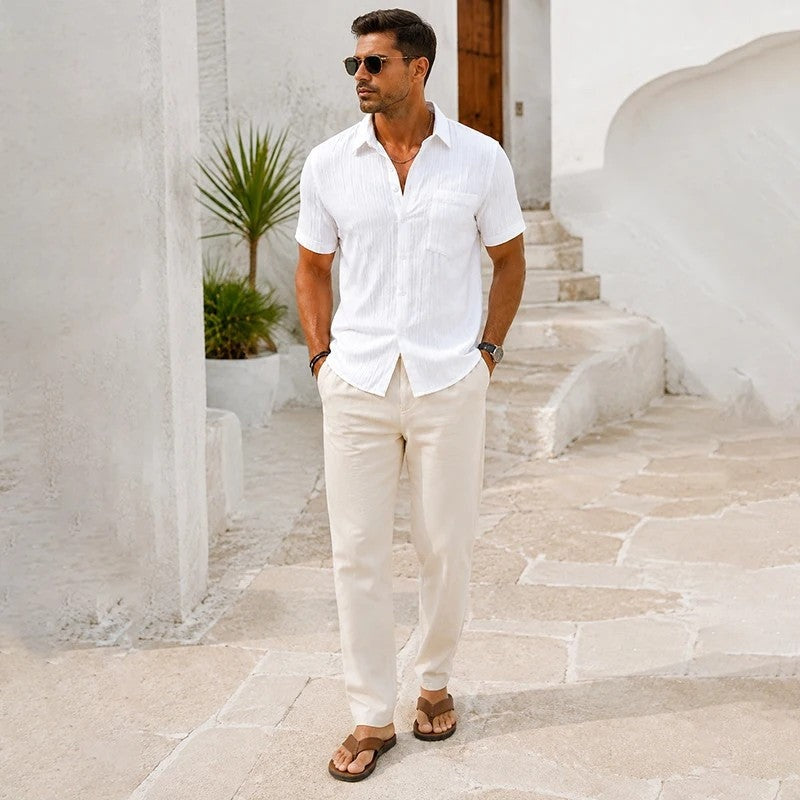Miles Men's Relaxed Textured Short Sleeve Shirt