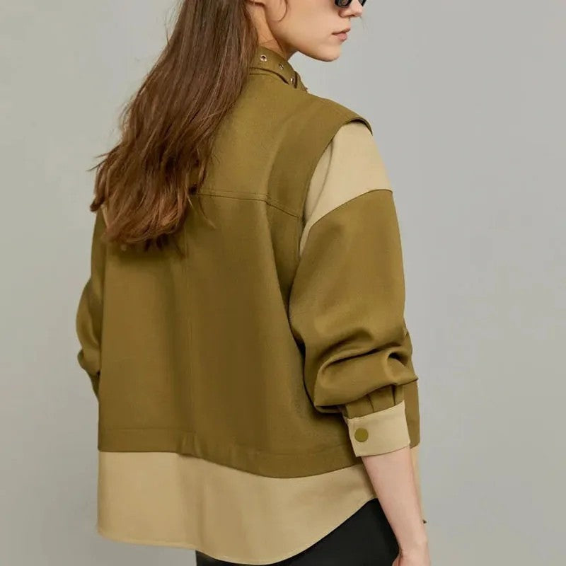 Sloane Women's Colorblock Stand Collar Jacket