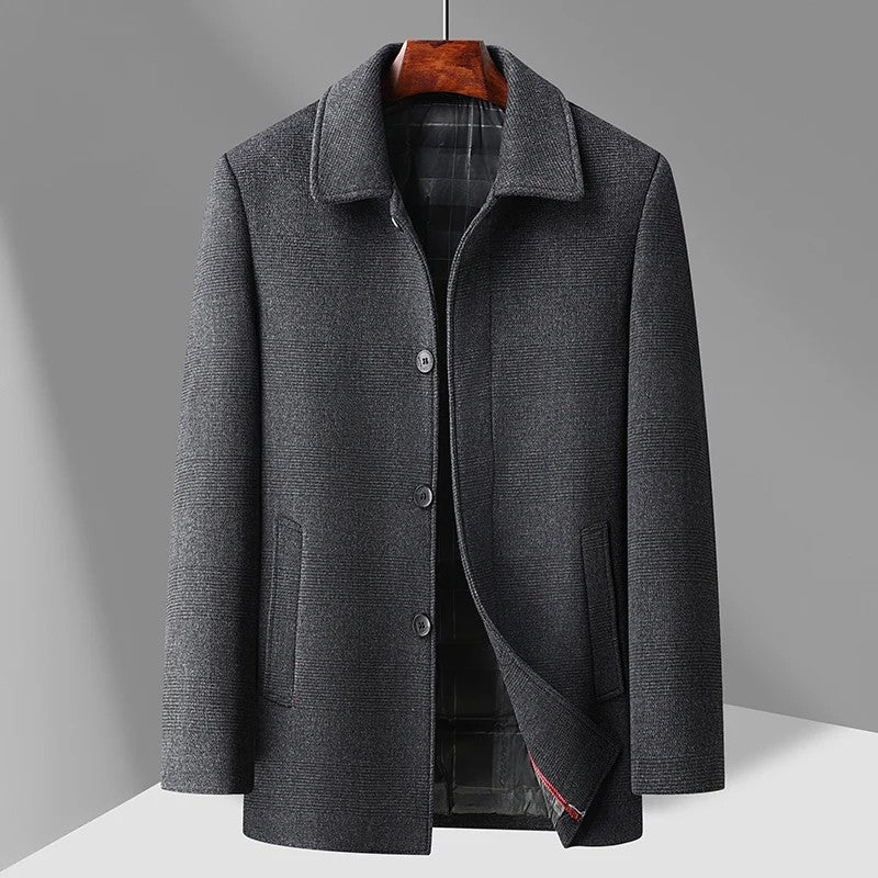 Alvian Modern Textured Button-Up Coat
