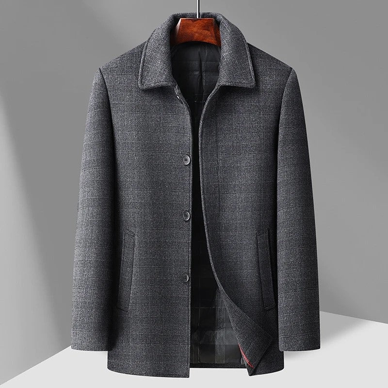 Alvian Modern Textured Button-Up Coat