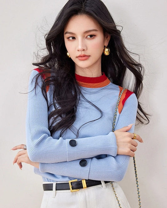 Amelia Women's Colorblock Ribbed Knit Sweater