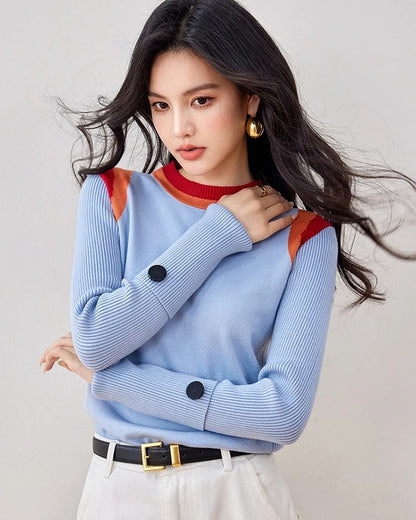 Amelia Women's Colorblock Ribbed Knit Sweater
