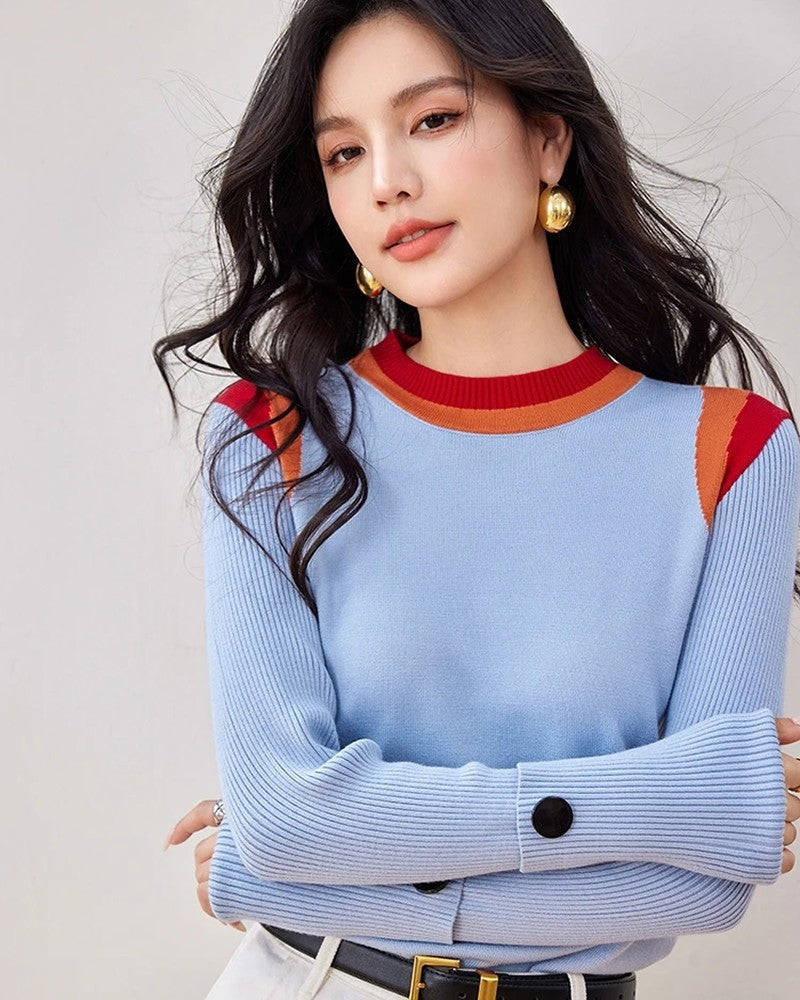 Amelia Women's Colorblock Ribbed Knit Sweater