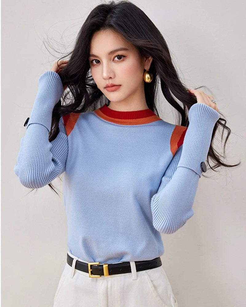 Amelia Women's Colorblock Ribbed Knit Sweater