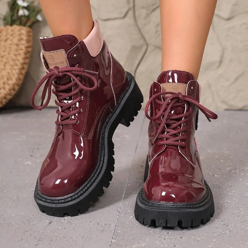 Anne Patent Chunky Lace-Up Ankle Boots