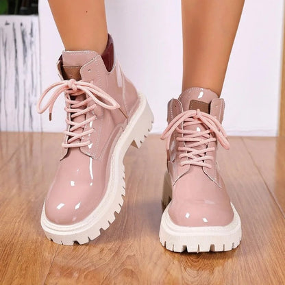 Anne Patent Chunky Lace-Up Ankle Boots