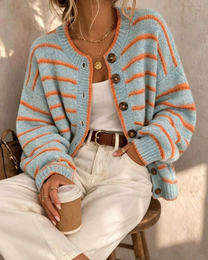 Astrid Women's Relaxed Striped Knit Cardigan