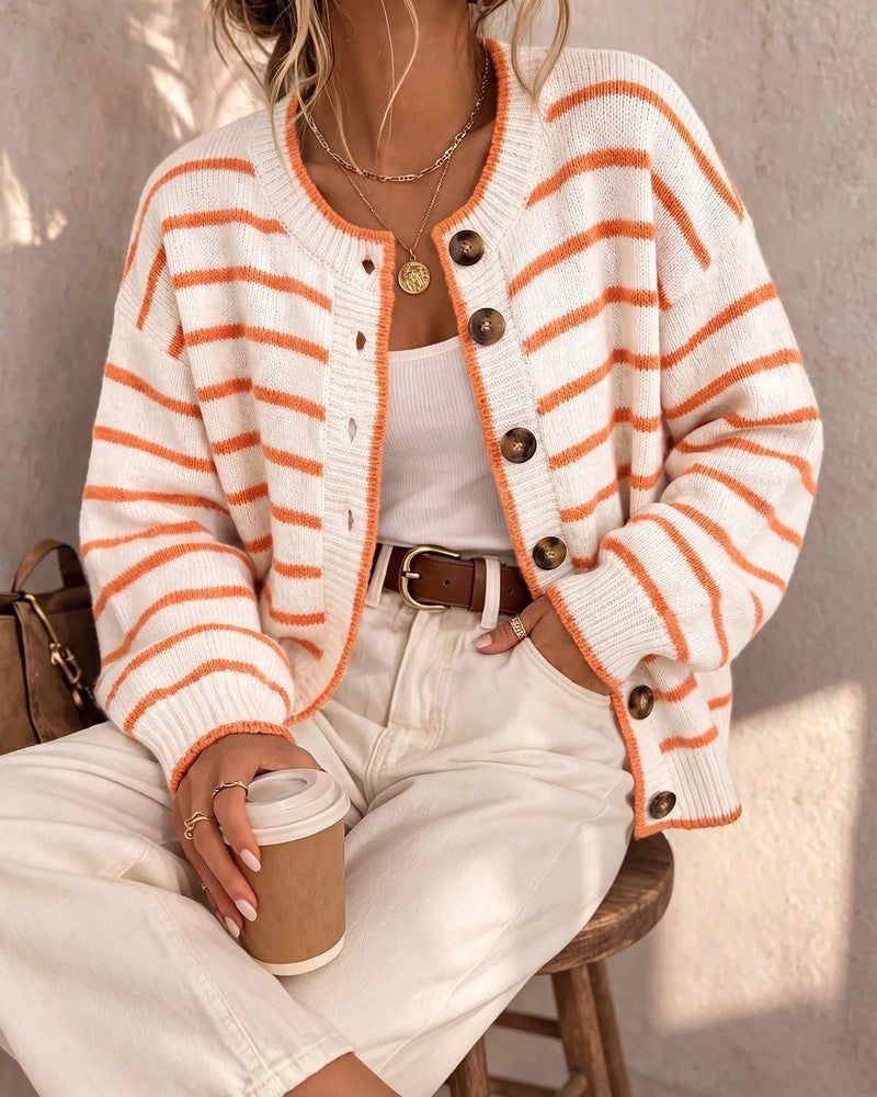 Astrid Women's Relaxed Striped Knit Cardigan