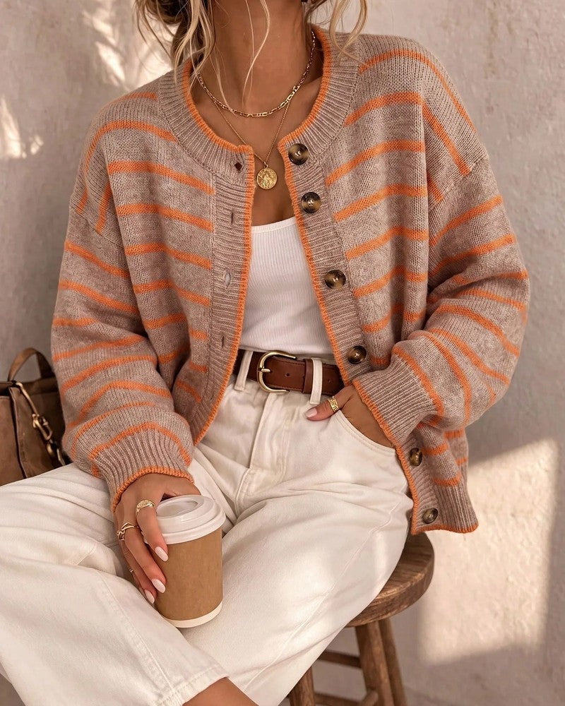 Astrid Women's Relaxed Striped Knit Cardigan