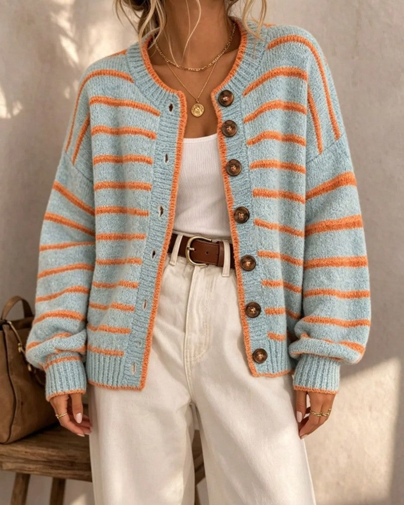 Astrid Women's Relaxed Striped Knit Cardigan