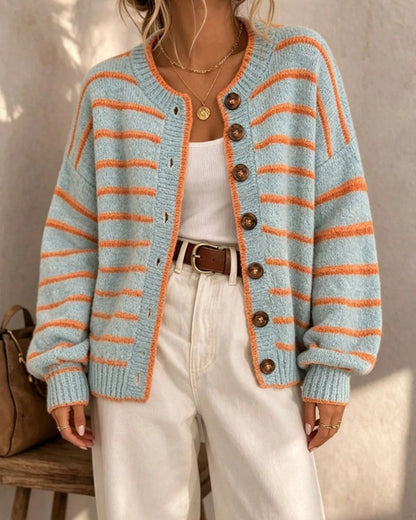 Astrid Women's Relaxed Striped Knit Cardigan
