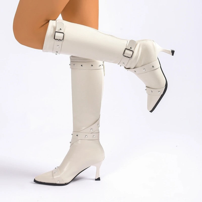 Audrey Studded Knee-High Pointed Boots