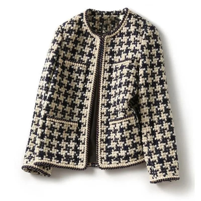 Aurelle Houndstooth Textured Knit Jacket
