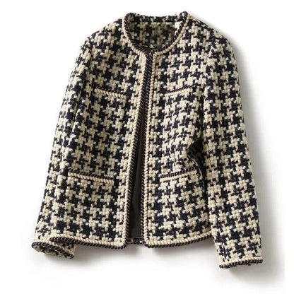 Aurelle Houndstooth Textured Knit Jacket