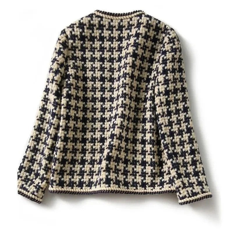 Aurelle Houndstooth Textured Knit Jacket