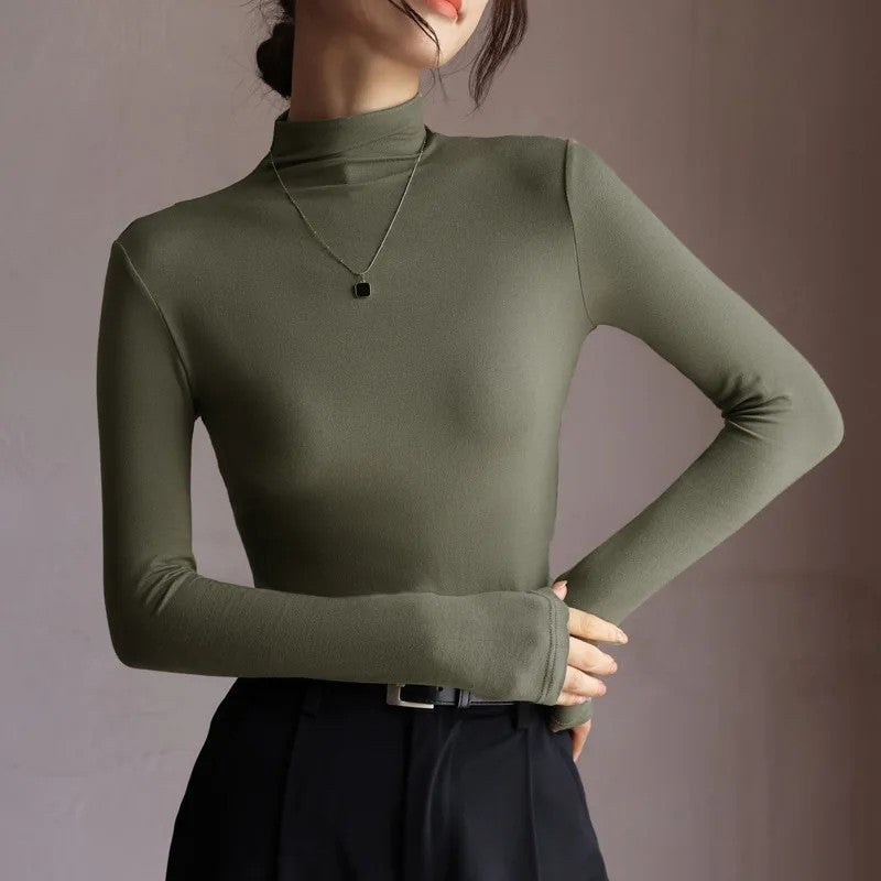 Avrisa Fitted Stretch Mock Neck Top