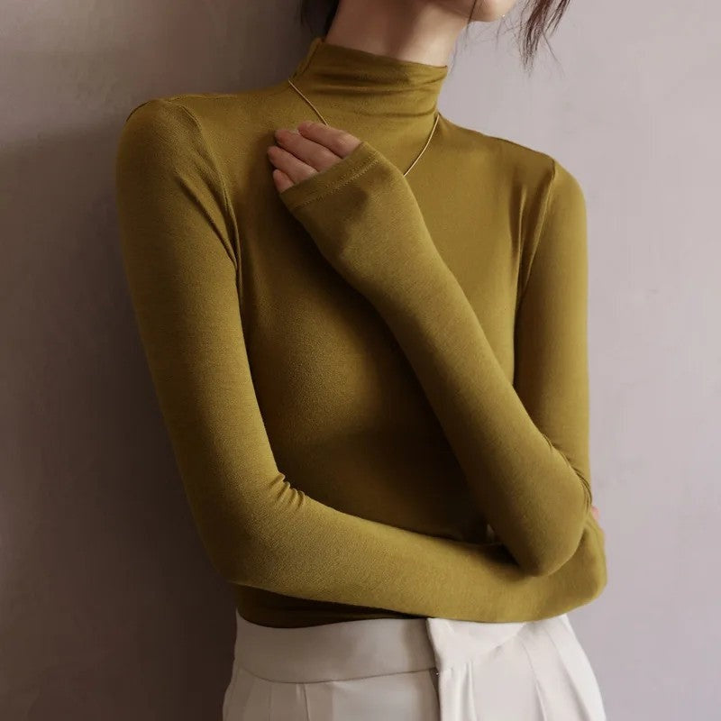 Avrisa Fitted Stretch Mock Neck Top