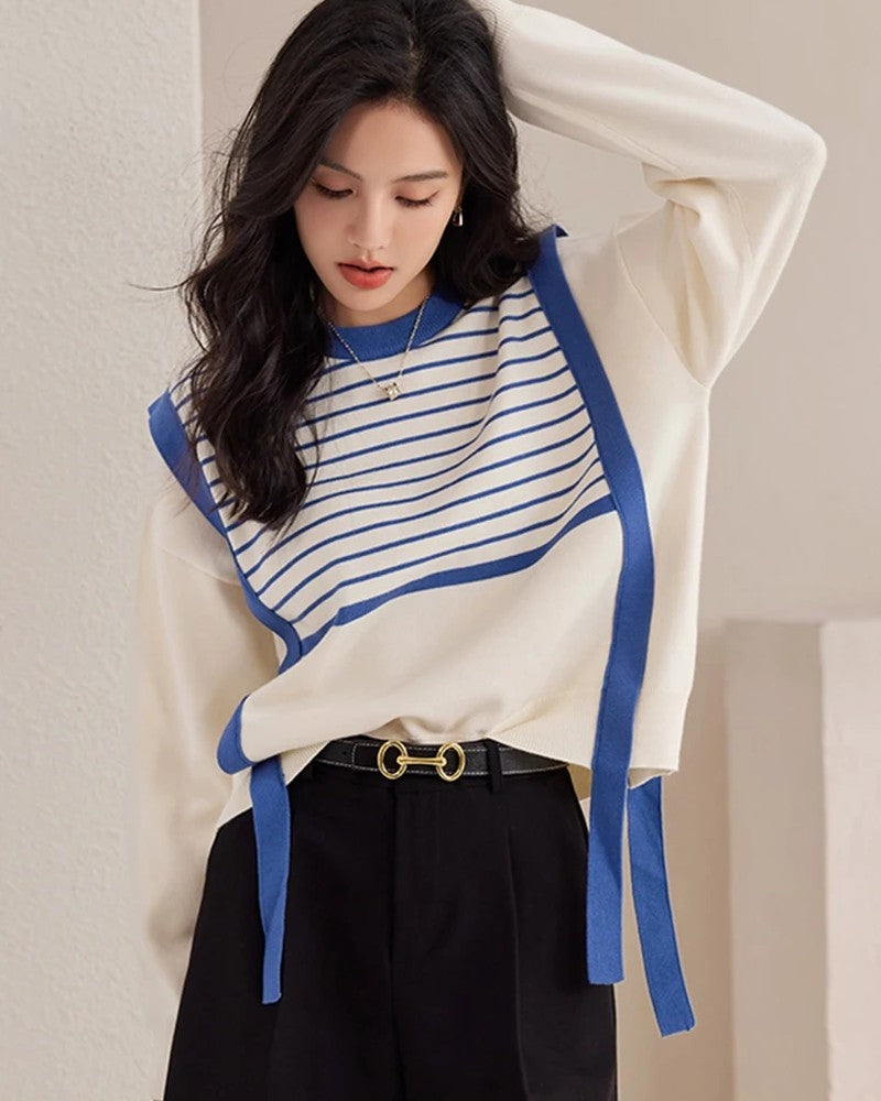 Beatriz Striped Knit Contrast Sweater