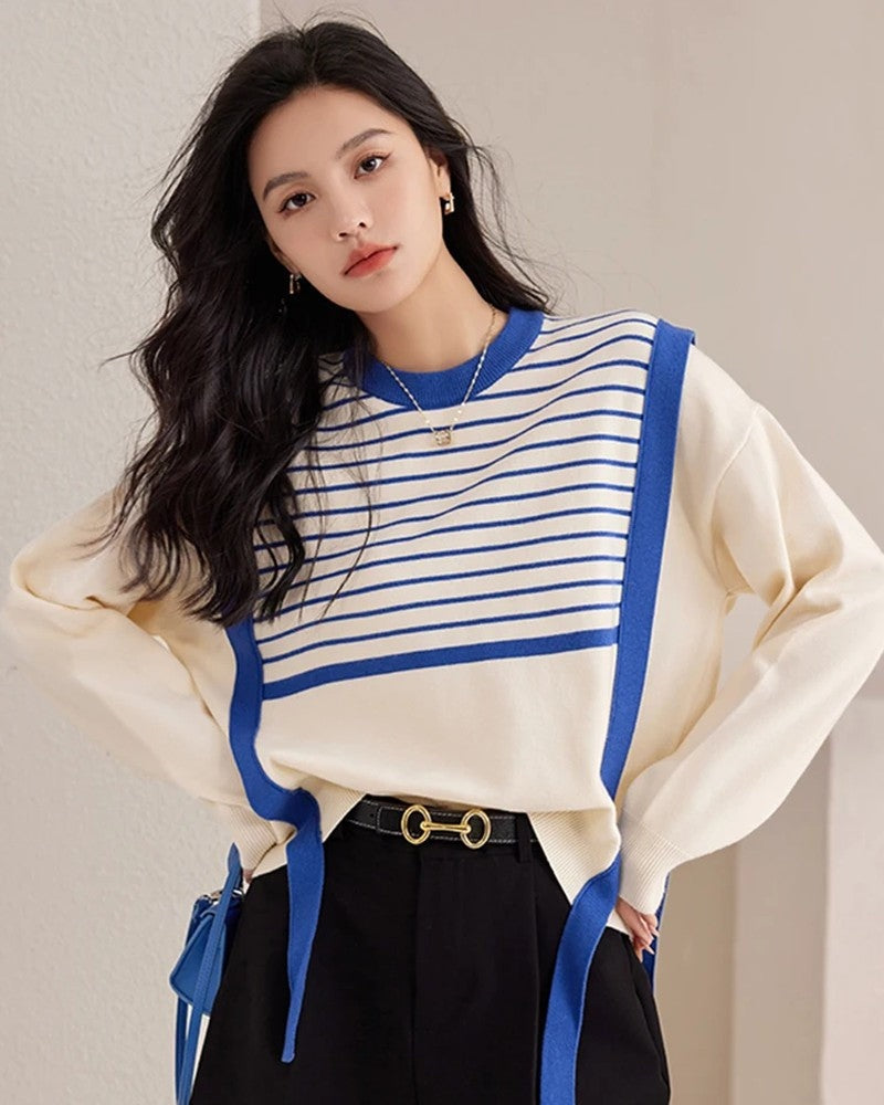 Beatriz Striped Knit Contrast Sweater