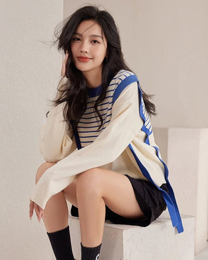 Beatriz Striped Knit Contrast Sweater