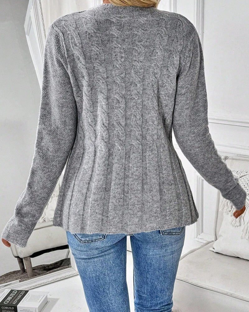 Brienne Cable Knit Button-Up Cardigan