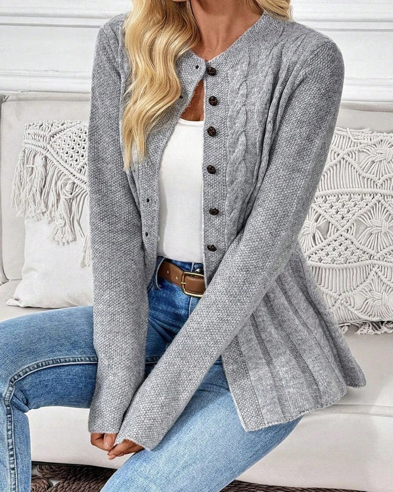 Brienne Cable Knit Button-Up Cardigan