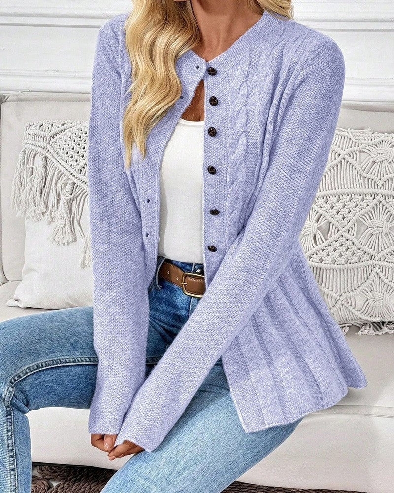 Brienne Cable Knit Button-Up Cardigan