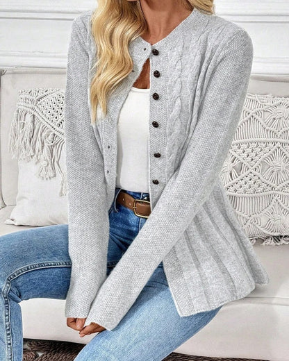 Brienne Cable Knit Button-Up Cardigan