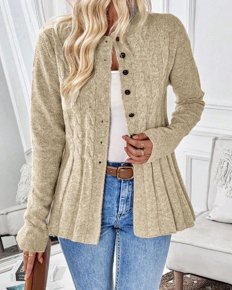 Brienne Cable Knit Button-Up Cardigan