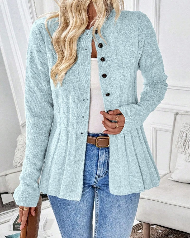 Brienne Cable Knit Button-Up Cardigan