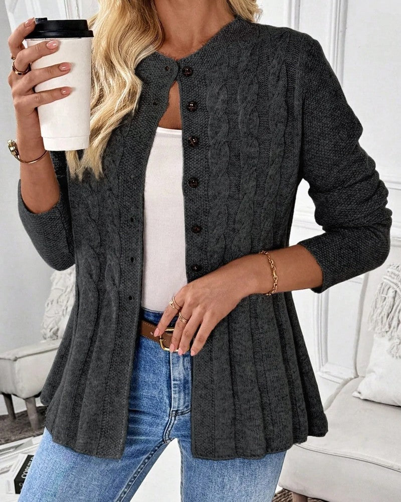 Brienne Cable Knit Button-Up Cardigan