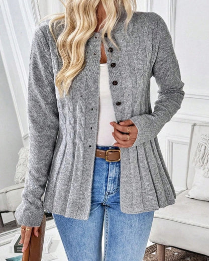 Brienne Cable Knit Button-Up Cardigan