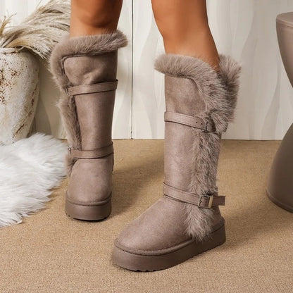 Camille Buckled Faux Fur Knee Boot