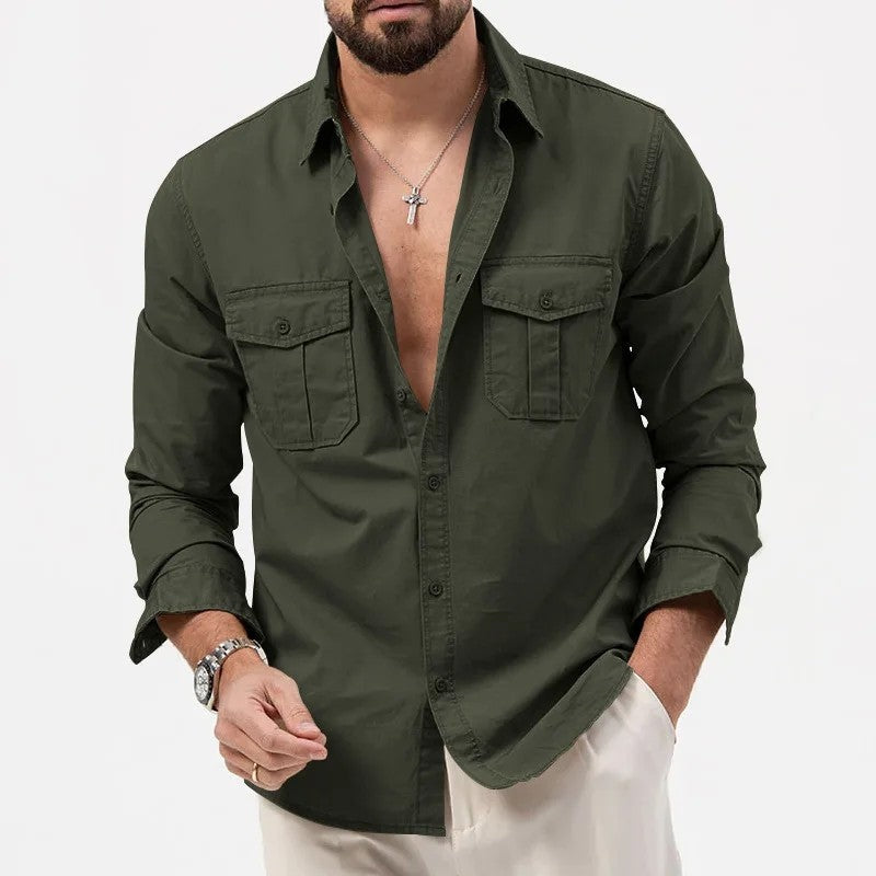 Carlo Men's Relaxed Utility Button-Up Shirt
