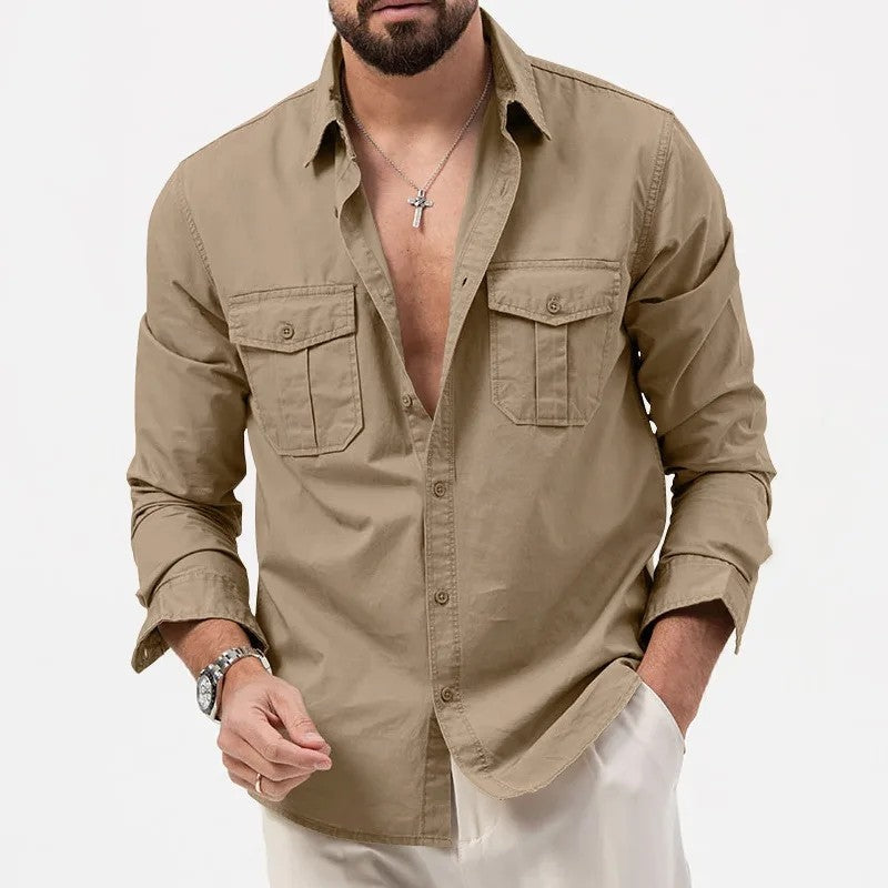 Carlo Men's Relaxed Utility Button-Up Shirt