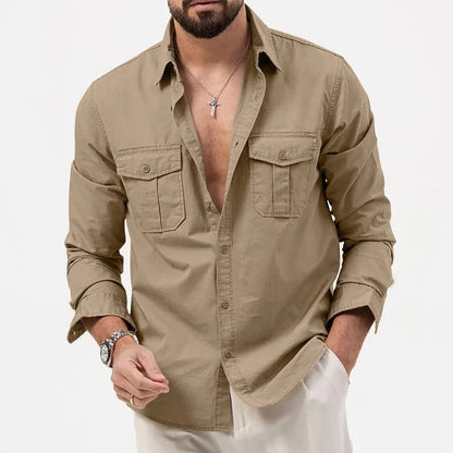 Carlo Men's Relaxed Utility Button-Up Shirt