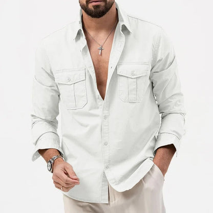 Carlo Men's Relaxed Utility Button-Up Shirt