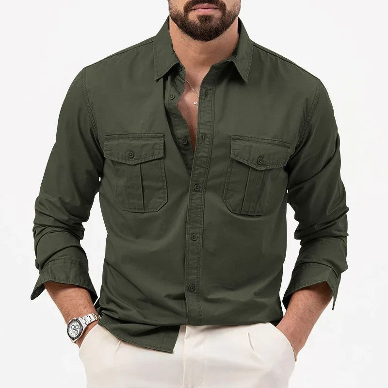 Carlo Men's Relaxed Utility Button-Up Shirt