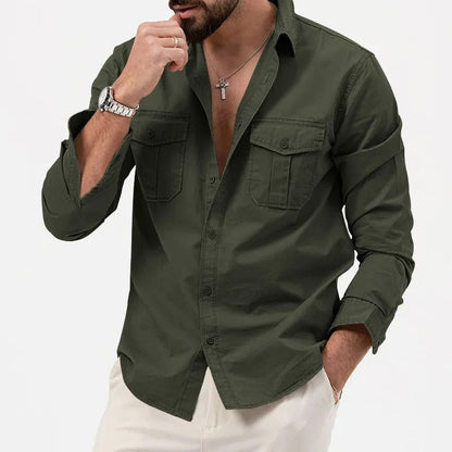 Carlo Men's Relaxed Utility Button-Up Shirt