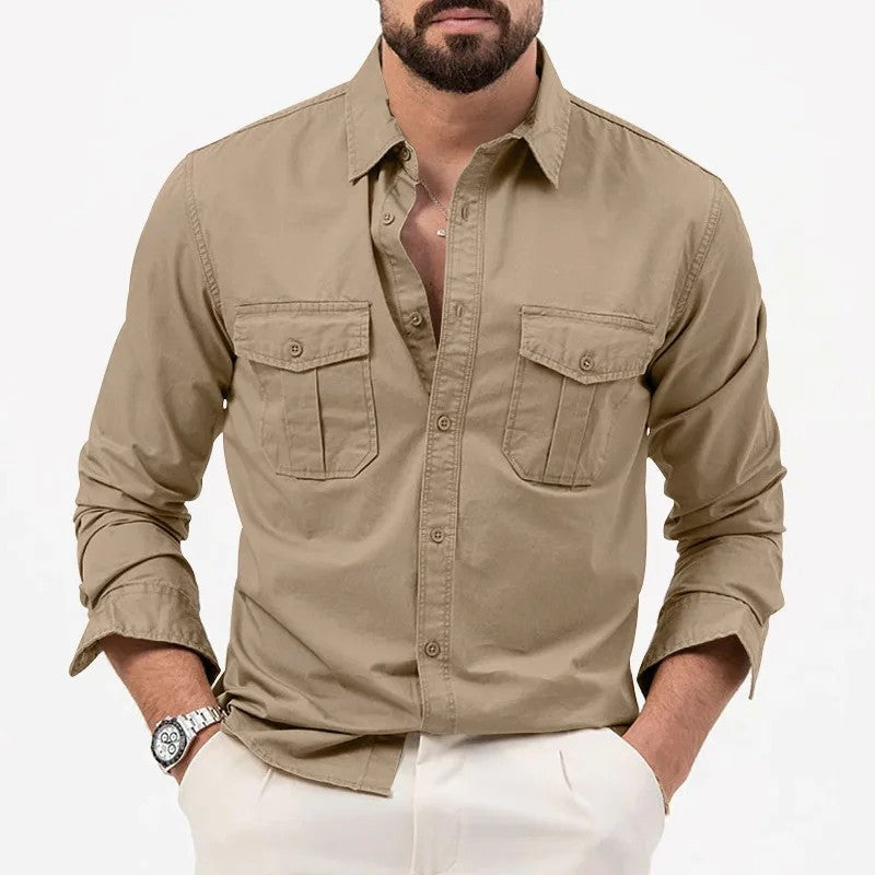 Carlo Men's Relaxed Utility Button-Up Shirt
