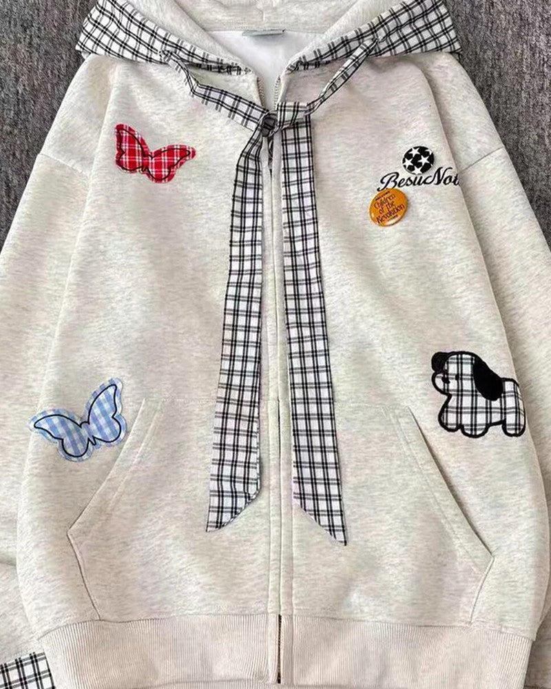 Carmen Plaid Patchwork Zip Hoodie