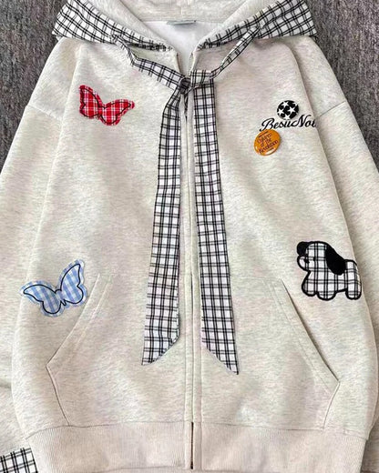Carmen Plaid Patchwork Zip Hoodie