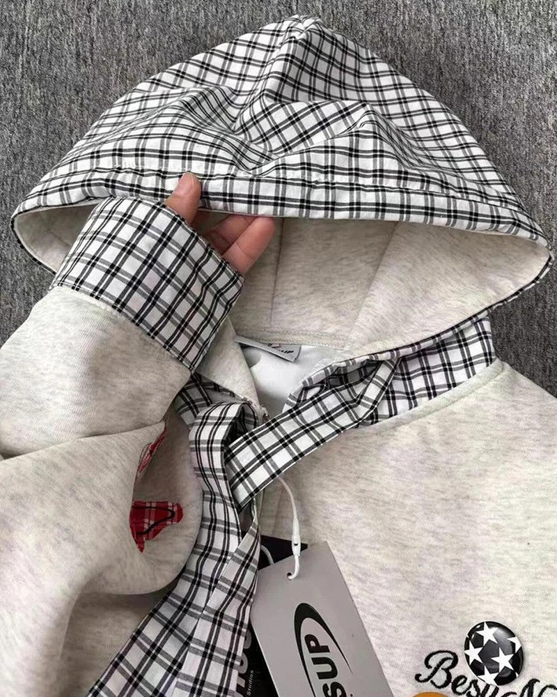 Carmen Plaid Patchwork Zip Hoodie