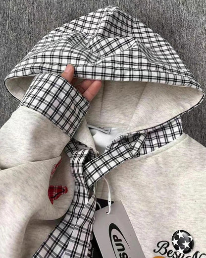 Carmen Plaid Patchwork Zip Hoodie