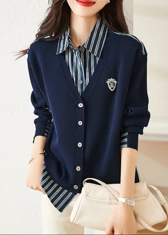 Carol Women's Striped Layered Knit Cardigan