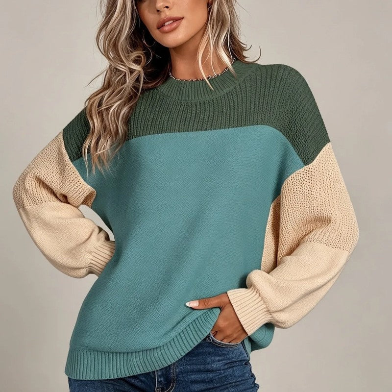 Carolyn Women's Relaxed Colorblock Knit Sweater
