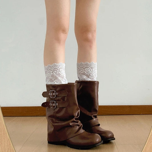 Claire Slouchy Double Buckle Mid-Calf Boots
